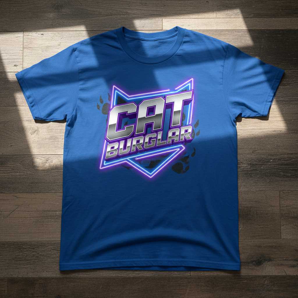 Cat Burglar Retro 80s Graphic T-Shirt, Funny Novelty Tee Unisex Outfit