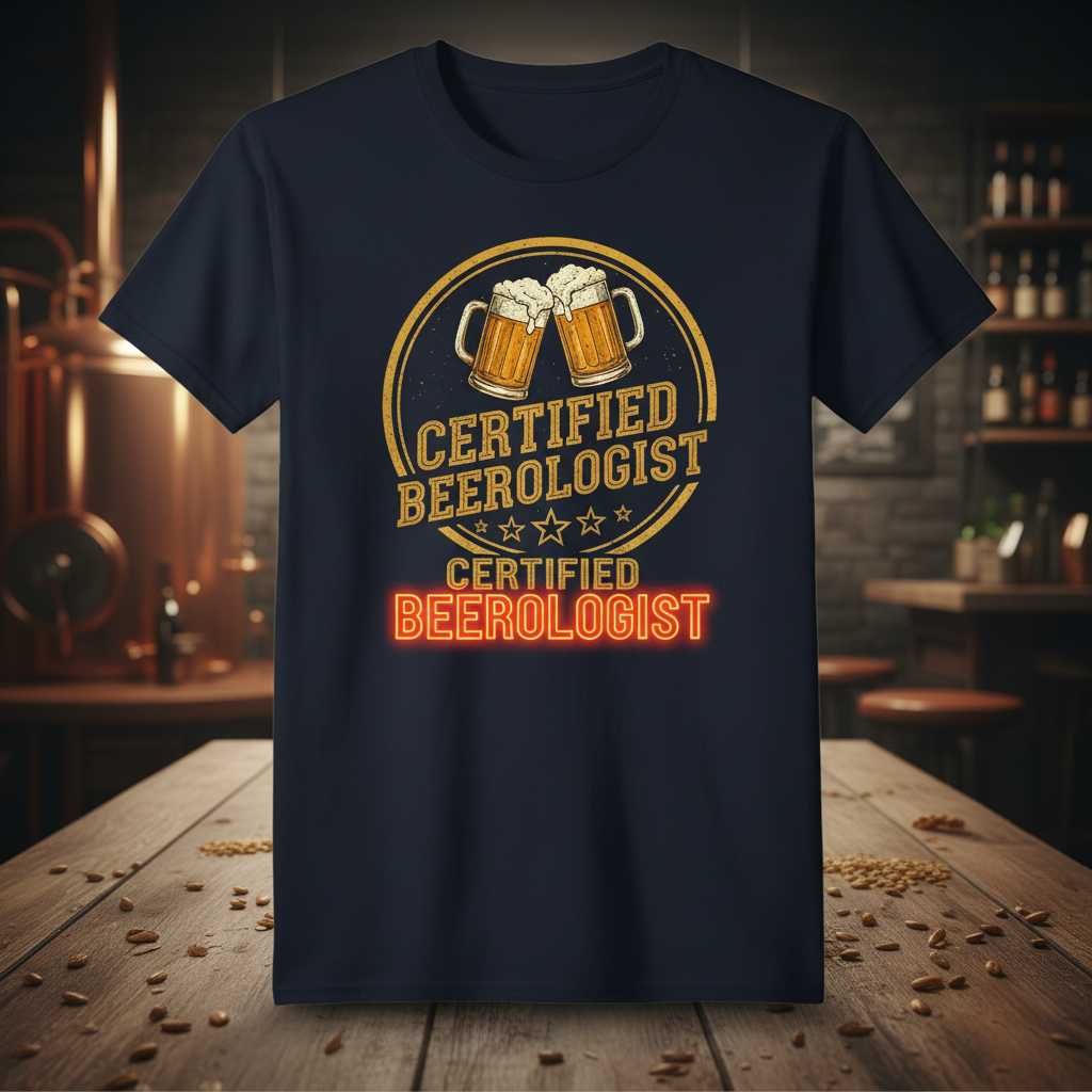 Certified Beerologist Vintage Distressed T-Shirt, Funny Graphic Tee Merch