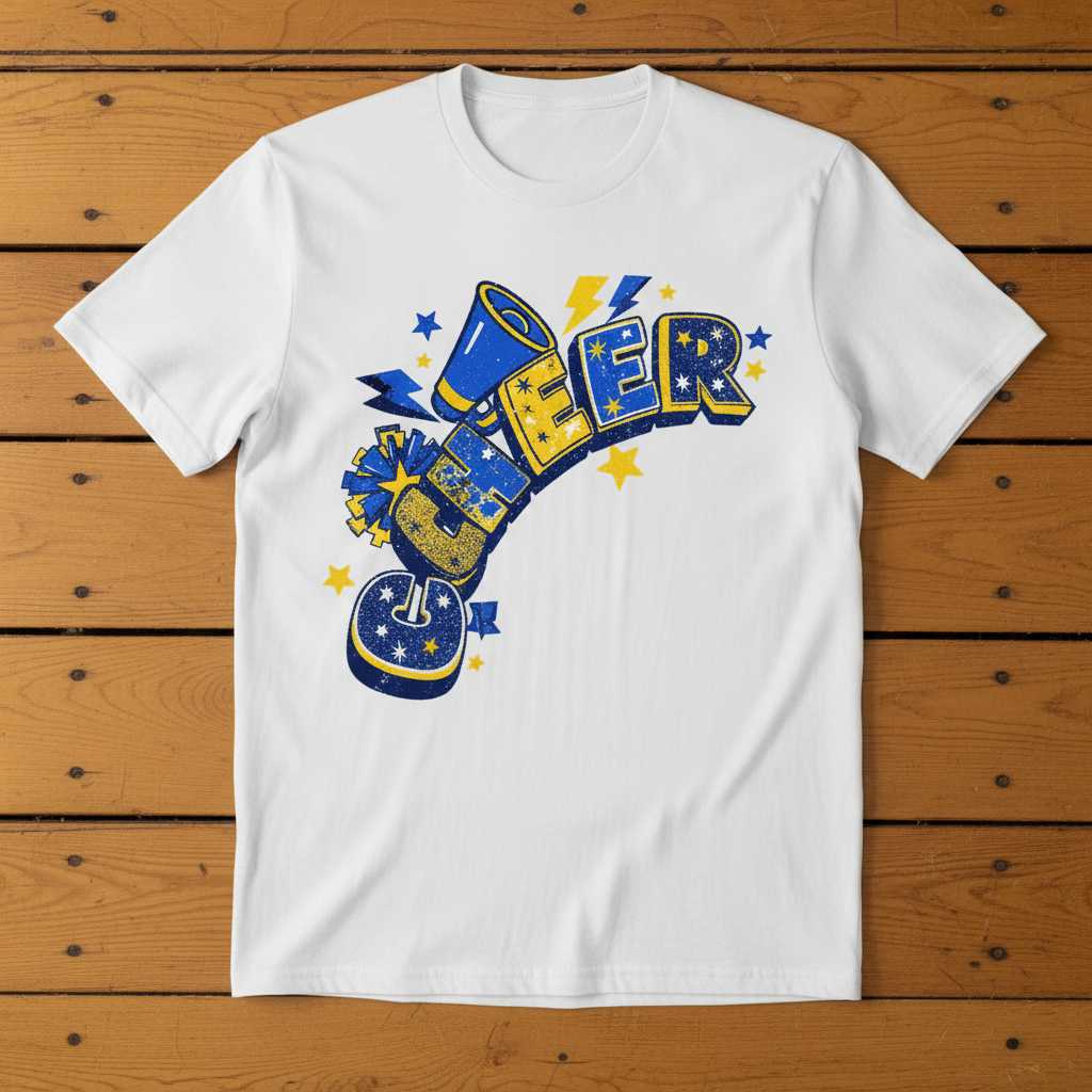 Cheer Megaphone Graphic T-Shirt, Cute Cheerleading Squad Tee Gift Idea