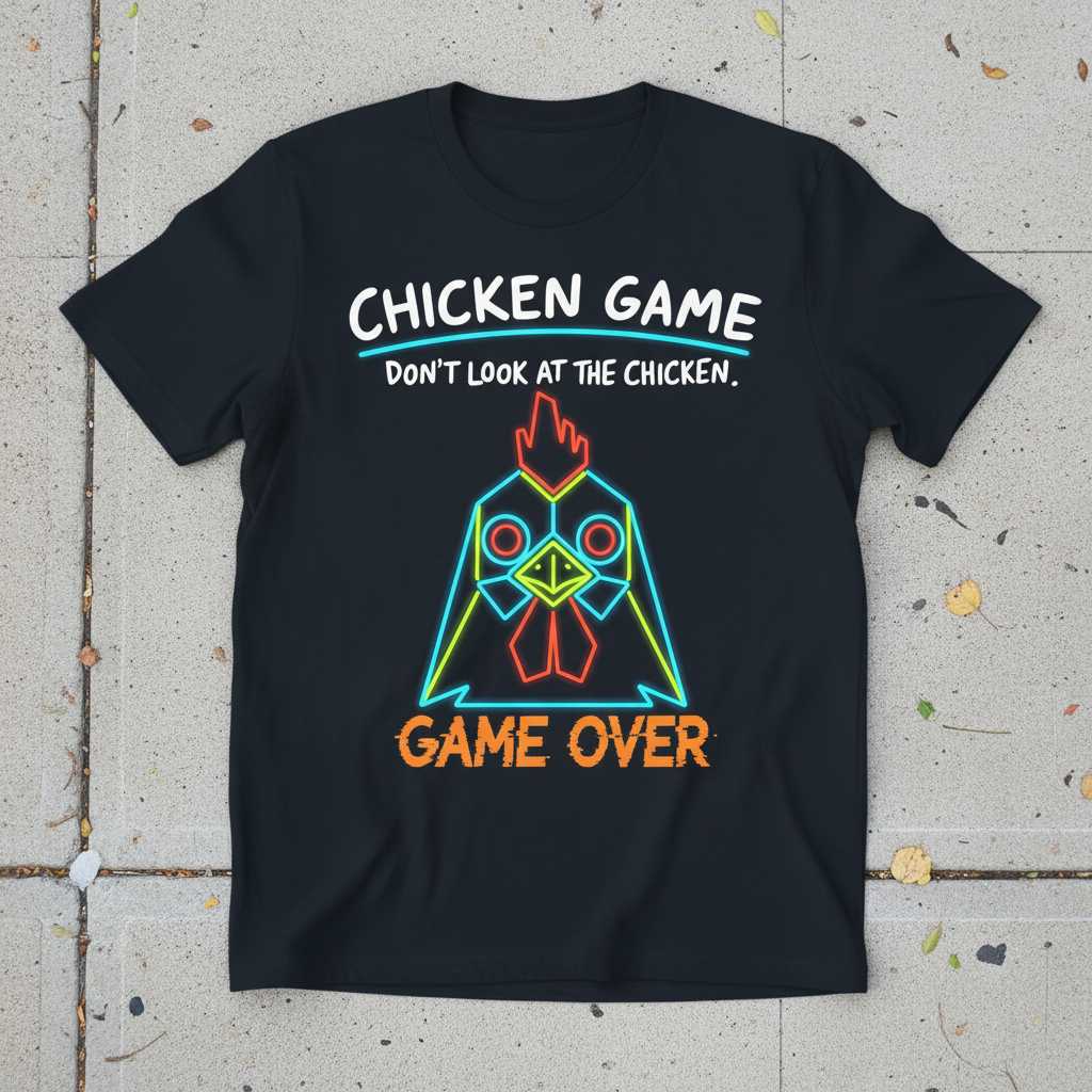 Chicken Game Dont Look At The Chicken Game Over Retro T-Shirt Funny Graphic Tee