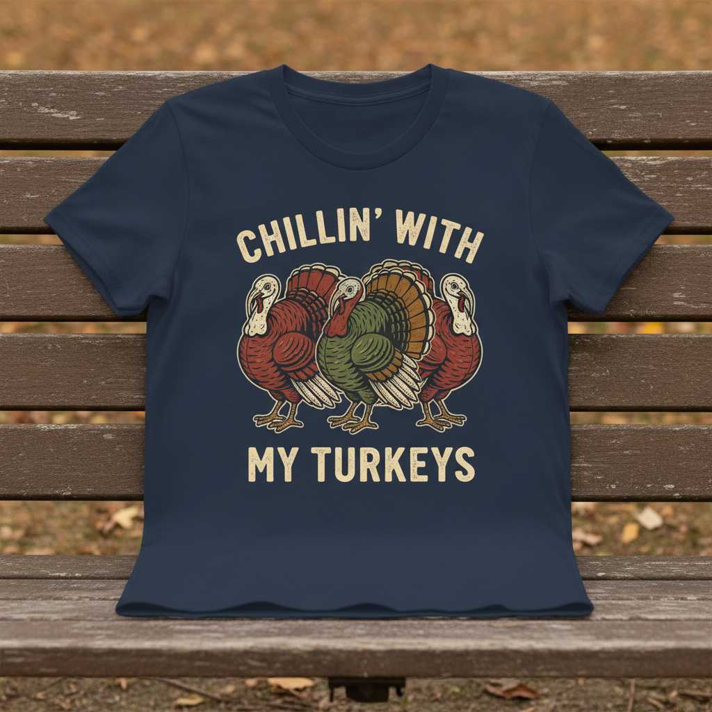Chillin With My Turkeys Vintage T-Shirt, Funny Thanksgiving Tee Idea