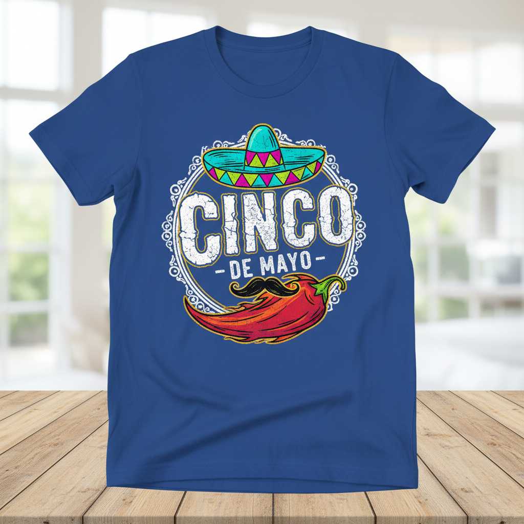 Cinco De Mayo Distressed T-Shirt, Novelty Mexican Celebration Tee Gear