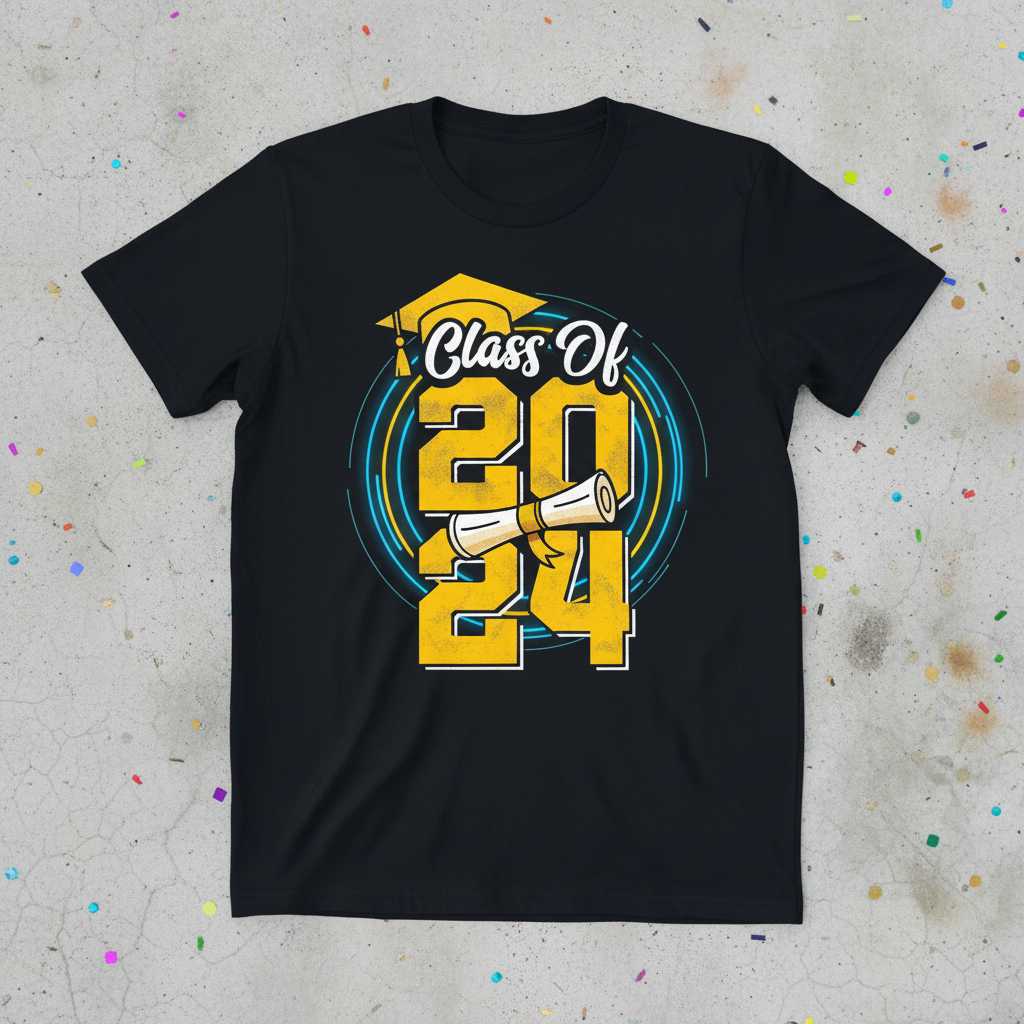 Class Of 2024 Graduation Graphic T-Shirt, Unisex Novelty Tee Souvenir Gear