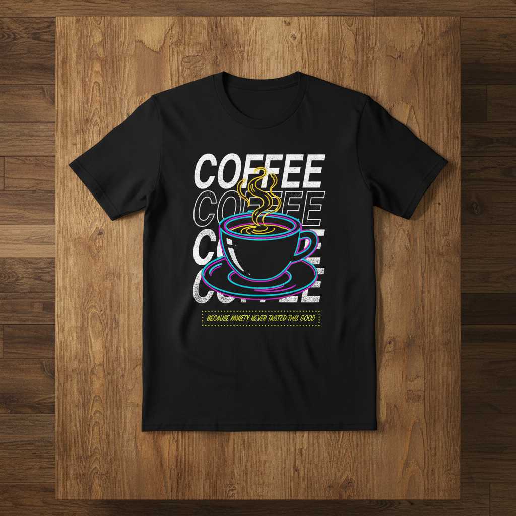 Coffee Coffee Coffee Because Anxiety Never Tasted This Good Retro T-Shirt Funny Tee Idea