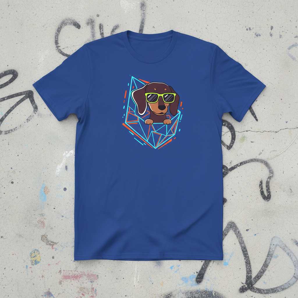 Cool Dachshund Sunglasses Geometric Retro T-Shirt, Chiweenie Life Graphic Tee