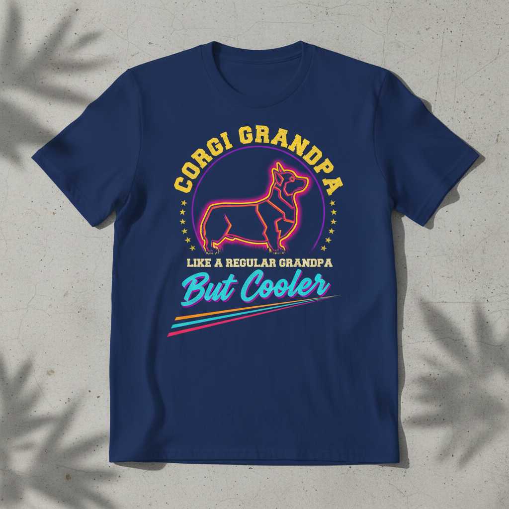 Corgi Grandpa Like A Regular Grandpa But Cooler Retro T-Shirt, Funny Tee Gift Idea