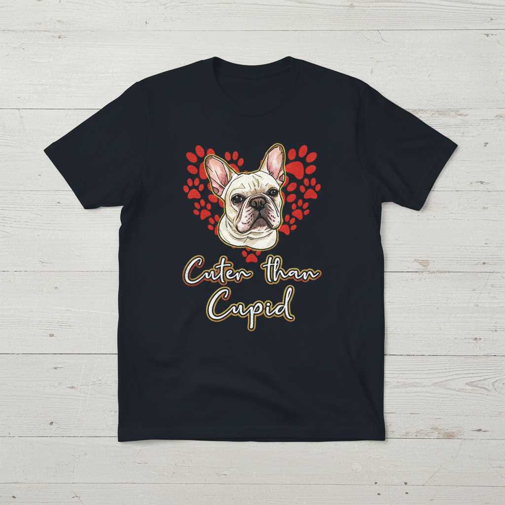 Cuter Than Cupid French Bulldog Graphic T-Shirt, Funny Dog Owner Tee Present