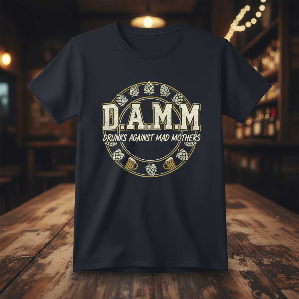 D.A.M.M. Drunks Against Mad Mothers Vintage T-Shirt, Funny Tee Gear Idea