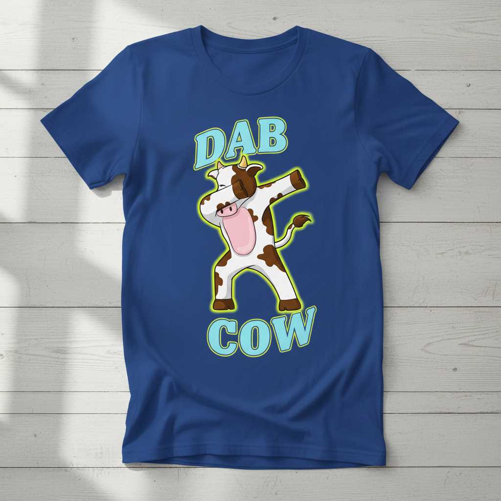 Dab Cow Funny Dabbing Cow Graphic T-Shirt, Cute Novelty Tee Gift Idea