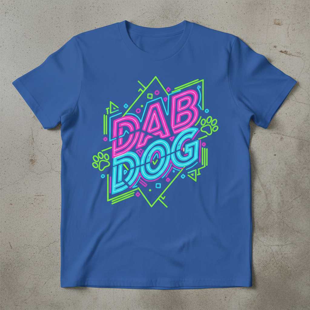 Dab Dog Retro Neon 90s T-Shirt, Dalmatian Graphic Tee Novelty Outfit Idea