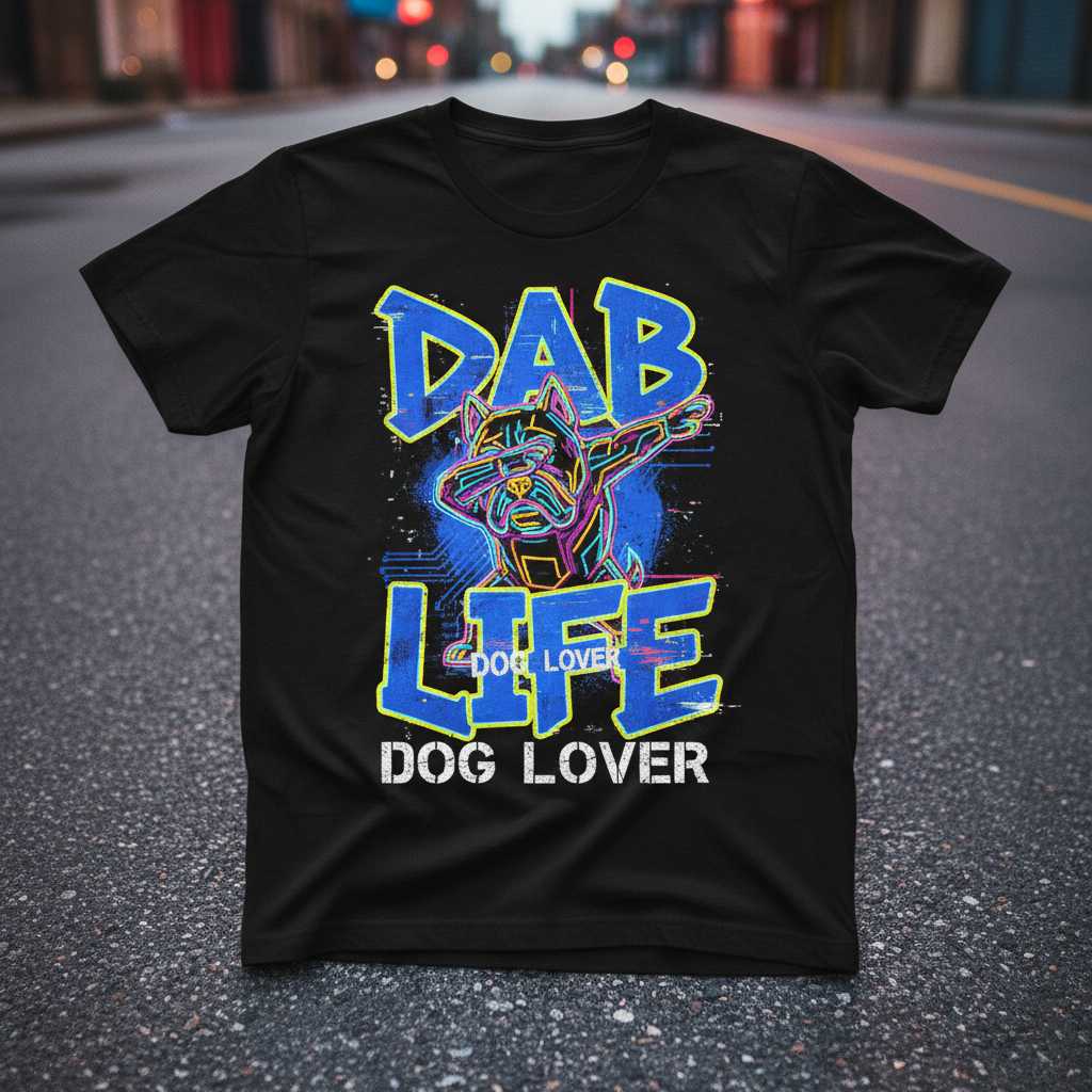 Dab Life Dog Lover English Bulldog Distressed Retro T-Shirt, Funny Graphic Tee