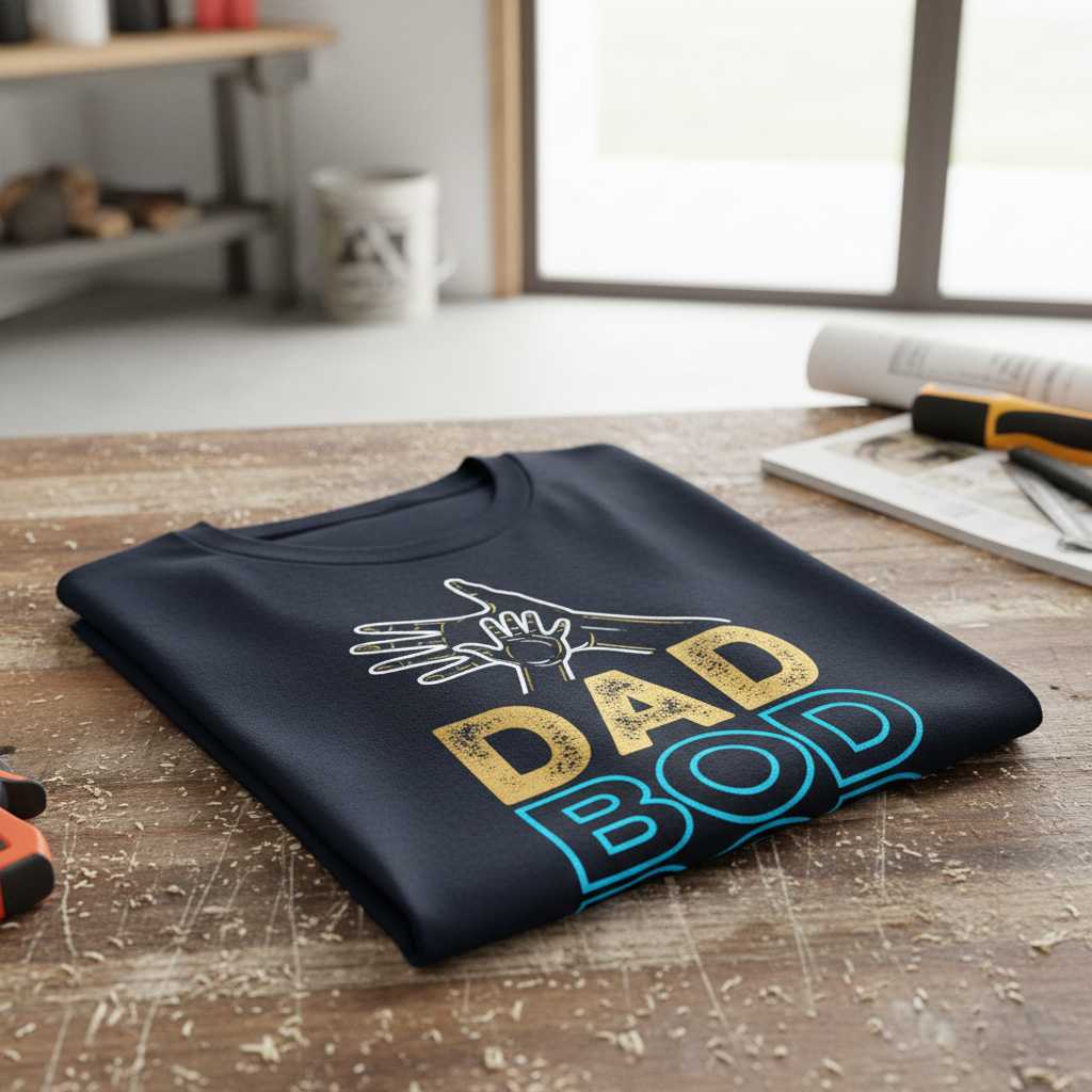 Dad Bod Distressed T-Shirt, Funny Fathers Day Graphic Unisex Tee Present Idea