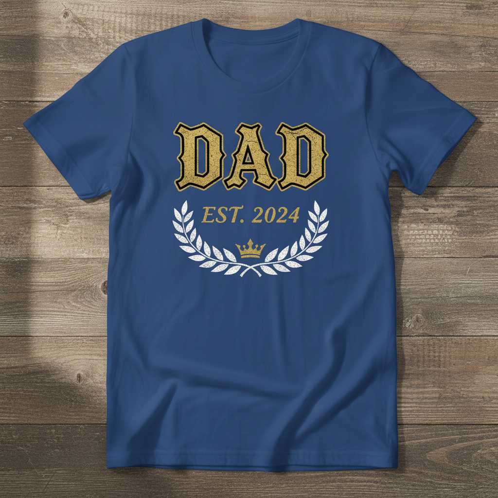 Dad Est. 2024 Vintage Graphic T-Shirt, New Father’s Day Tee Present Gear