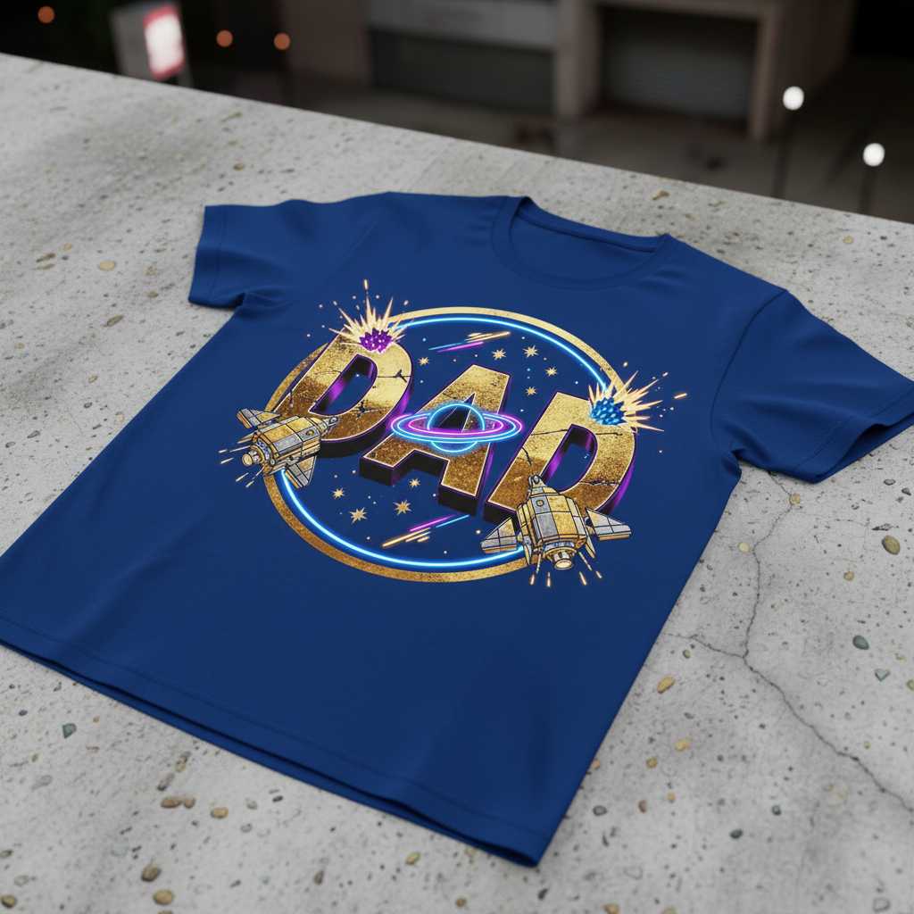 Dad Space Theme First Birthday Vintage Graphic T-Shirt, Novelty Tee Idea