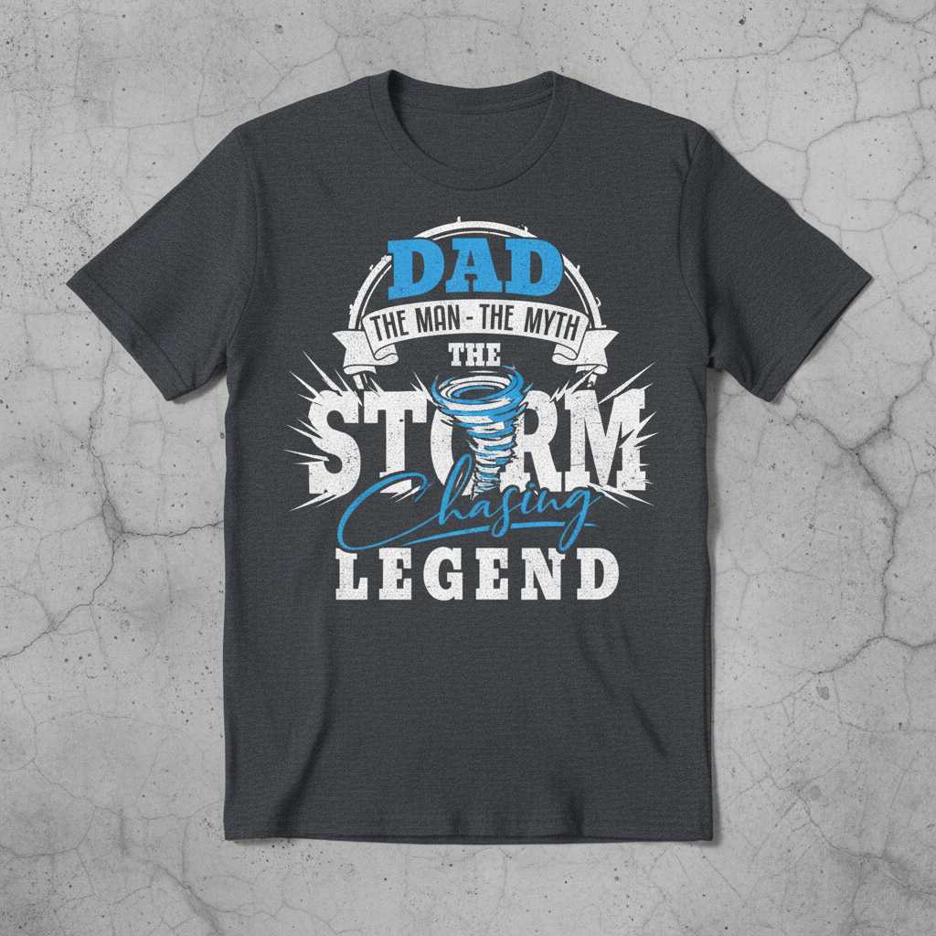 Dad The Man The Myth The Storm Chasing Legend Distressed T-Shirt Graphic Tee Gear