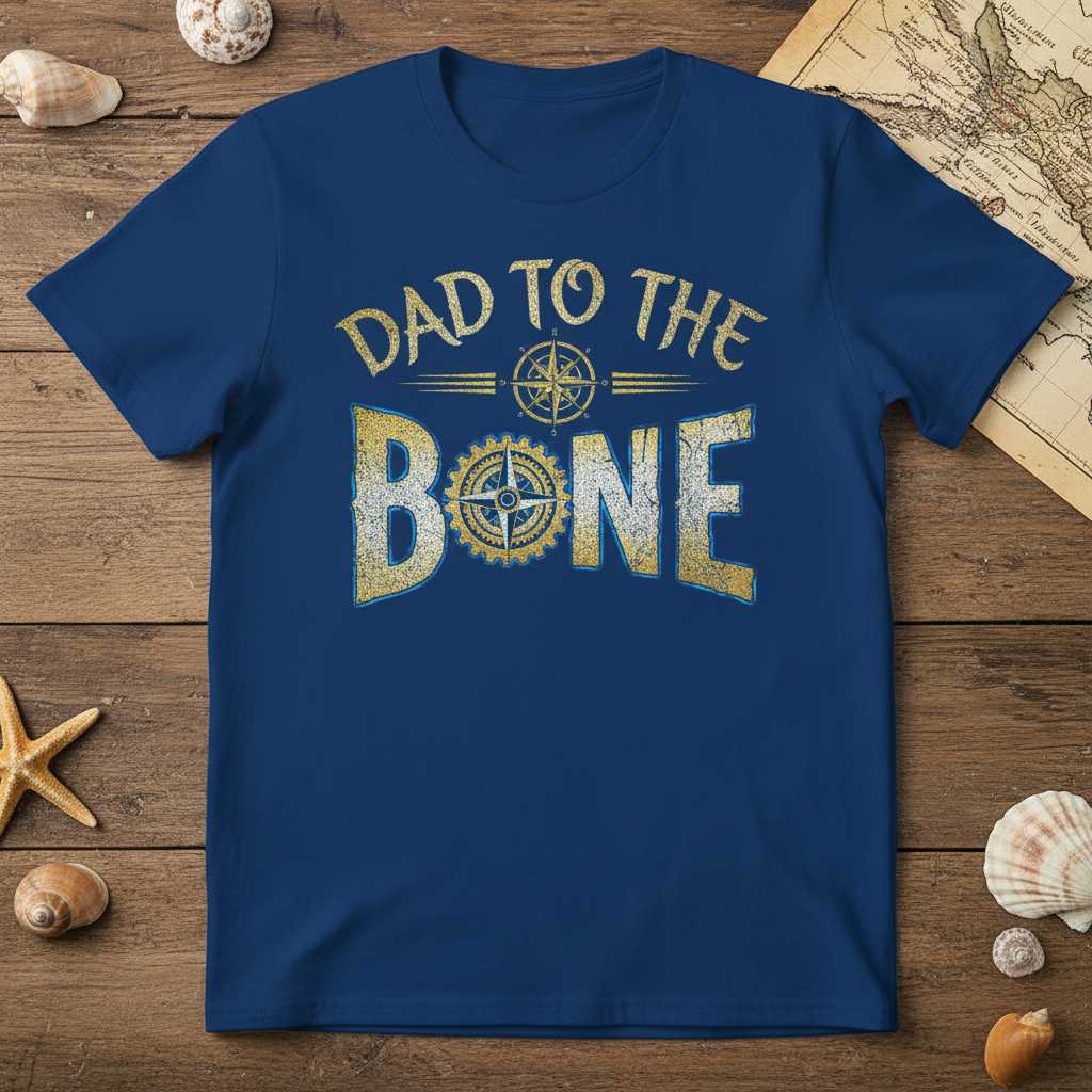 Dad To The Bone Vintage Distressed T-Shirt, Novelty Graphic Tee Present Idea