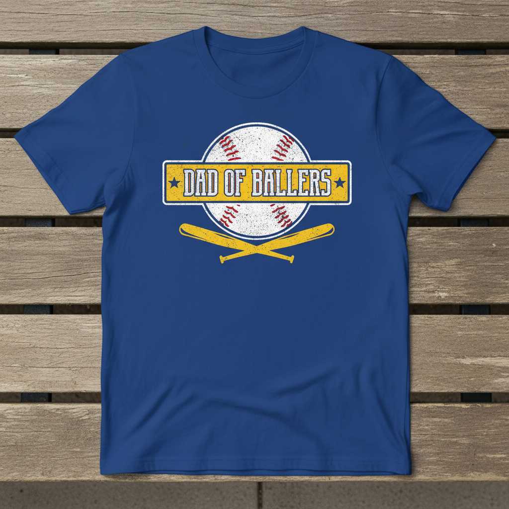 Dad of Ballers Vintage Distressed T-Shirt, Funny Graphic Baseball Tee Present