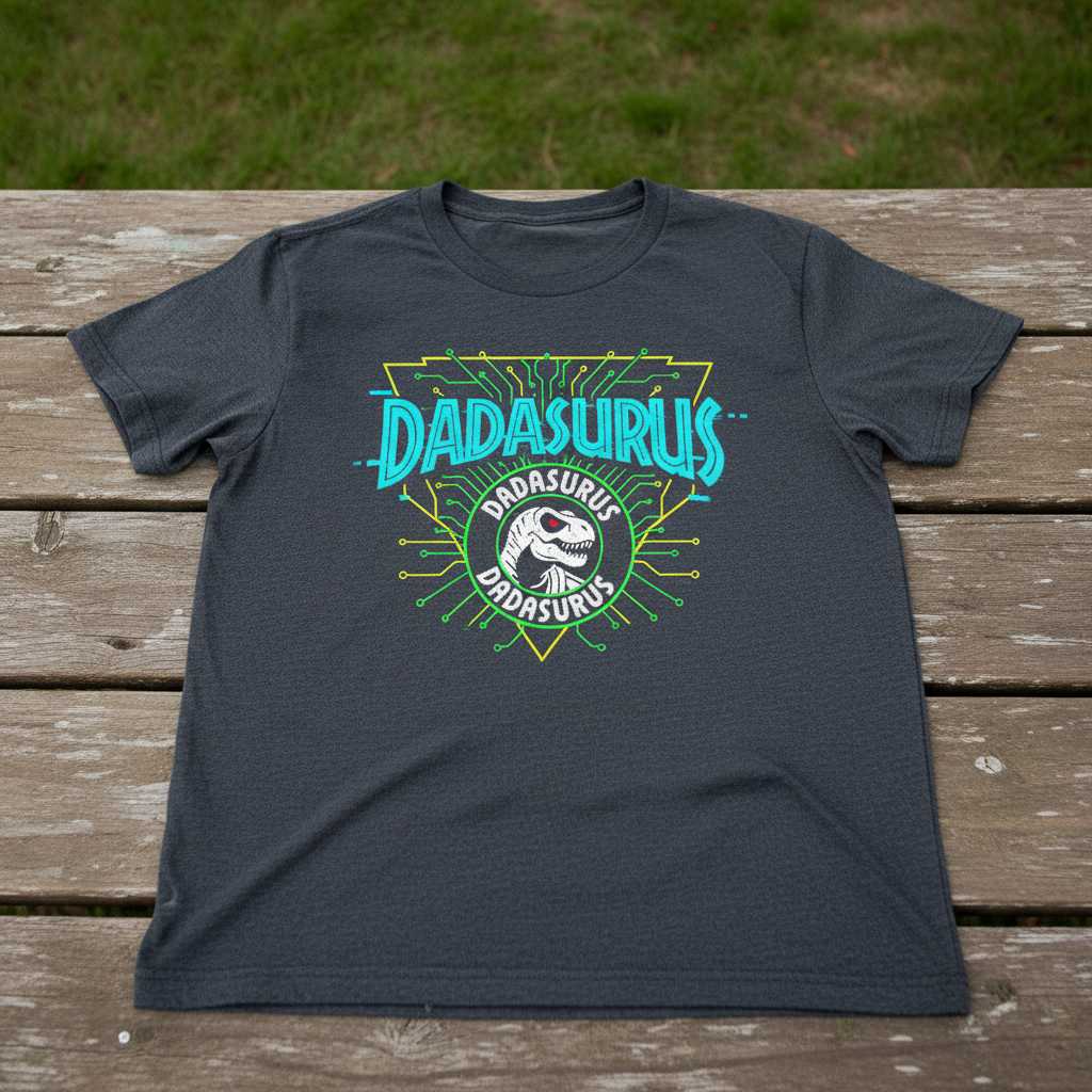 Dadasaurus Retro Dinosaur Dad T-Shirt, Funny Graphic Tee Novelty Gear Idea
