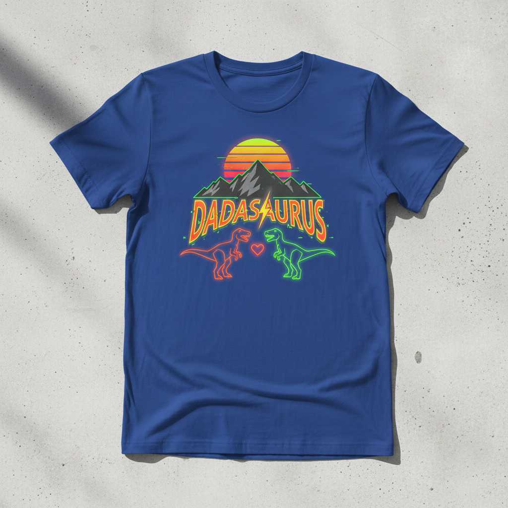 Dadasaurus Retro Vintage T-Shirt, Funny Dinosaur Graphic Tee Novelty Gear