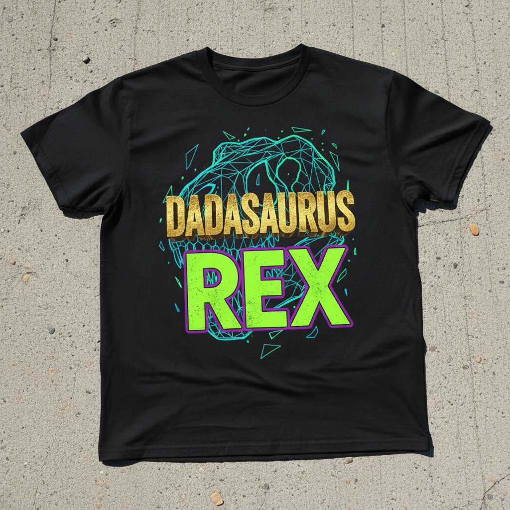 Dadasaurus Rex Graphic T-Shirt, Funny Fathers Day Tee Novelty Present Idea