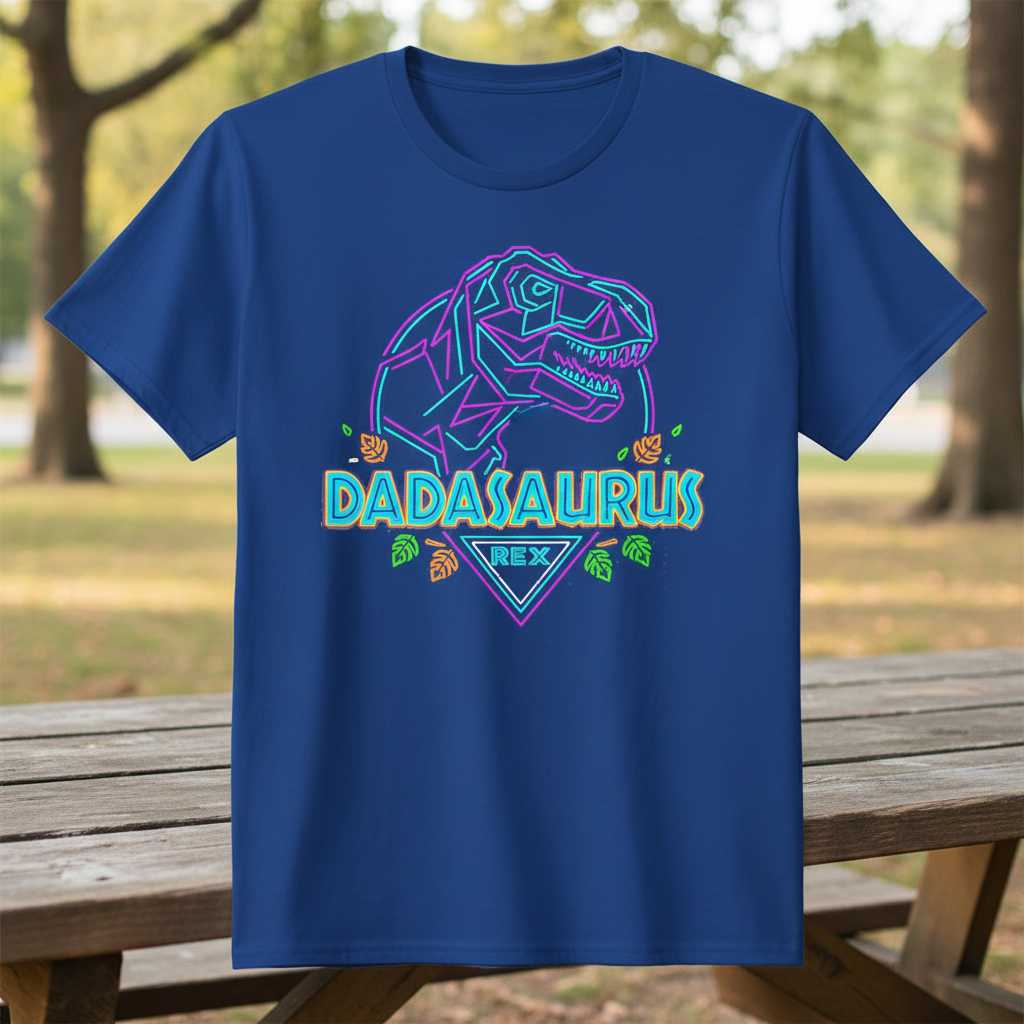 Dadasaurus Rex Retro Graphic T-Shirt, Funny Dinosaur Fathers Day Tee Idea