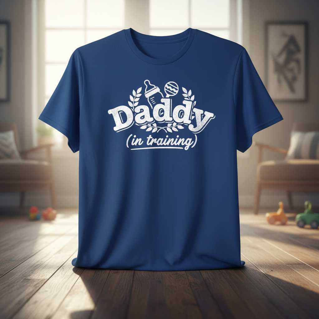 Daddy (In Training) Distressed Graphic T-Shirt, Funny Fatherhood Tee Idea