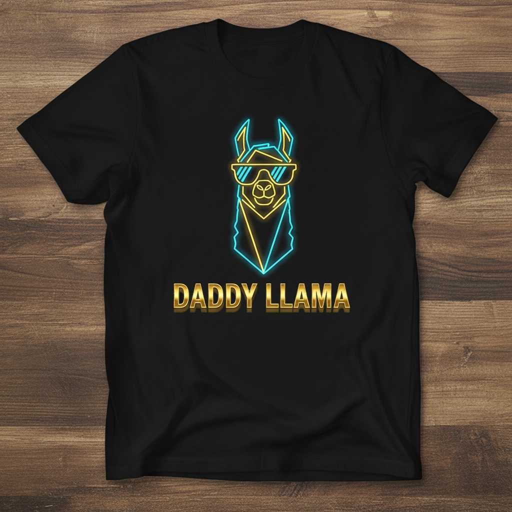 Daddy Llama Retro Graphic T-Shirt, Funny Fathers Day Tee Gift Idea Gear