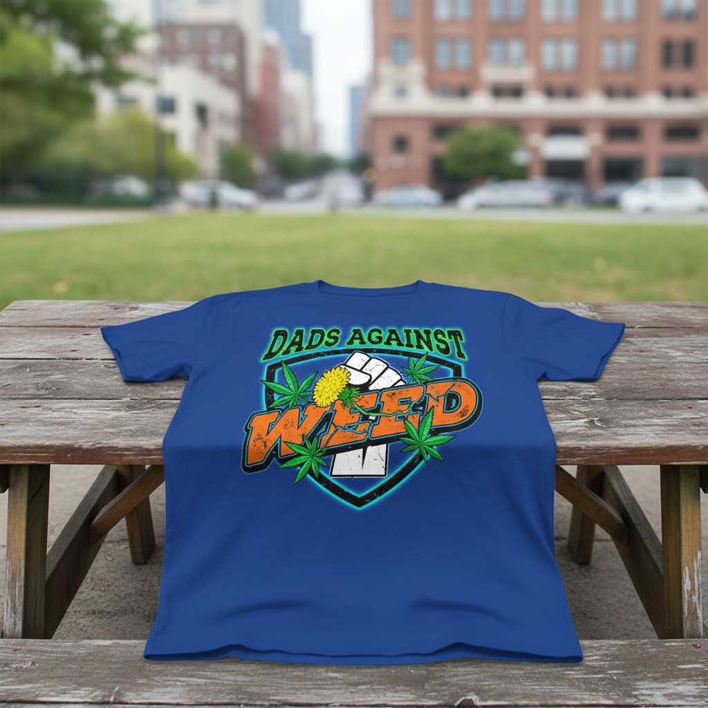 Dads Against Weed Distressed T-Shirt Funny Fathers Day Gardening Tee Idea