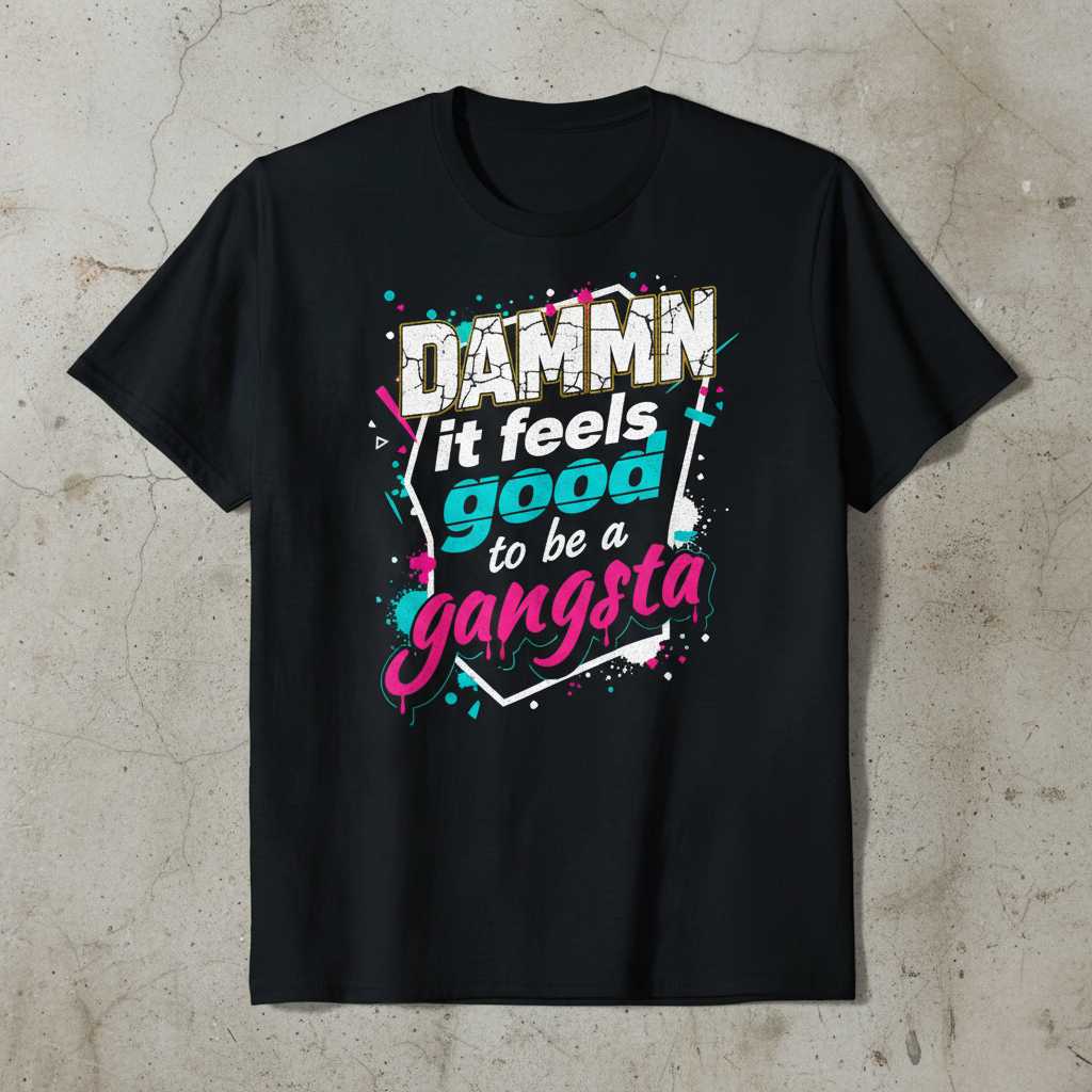 Dammn It Feels Good To Be A Gangsta 90s Retro T-Shirt, Graphic Novelty Tee Gear