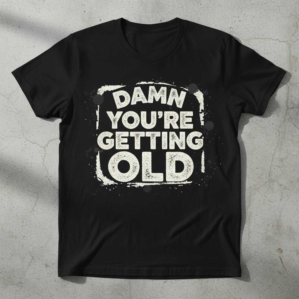 Damn Youre Getting Old Distressed Novelty T-Shirt, Funny Tee Gift Idea