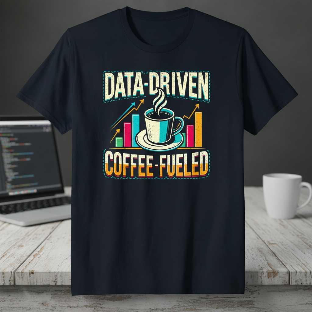 Data-Driven Coffee-Fueled Retro Distressed T-Shirt, Data Analyst Graphic Tee