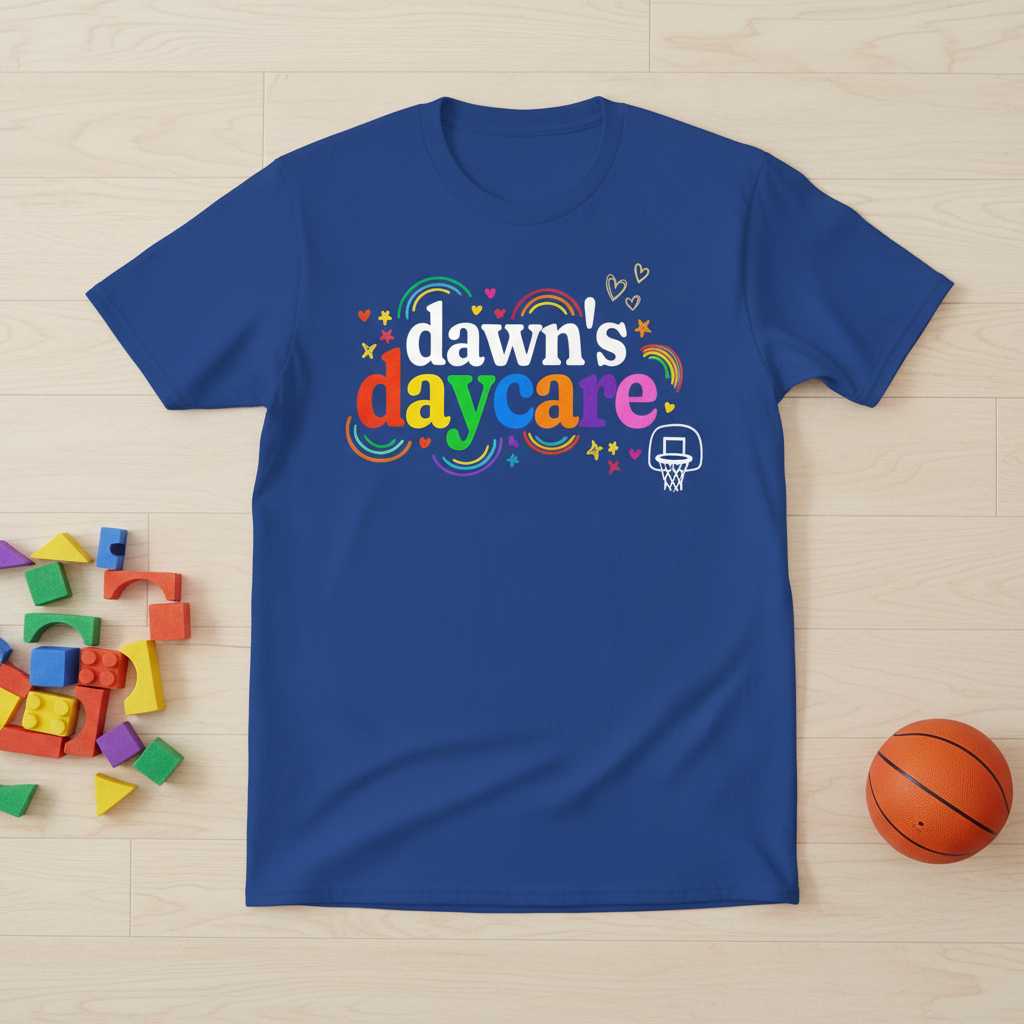 Dawns Daycare Graphic T-Shirt, Cute Basketball Tee Novelty Gear Souvenir