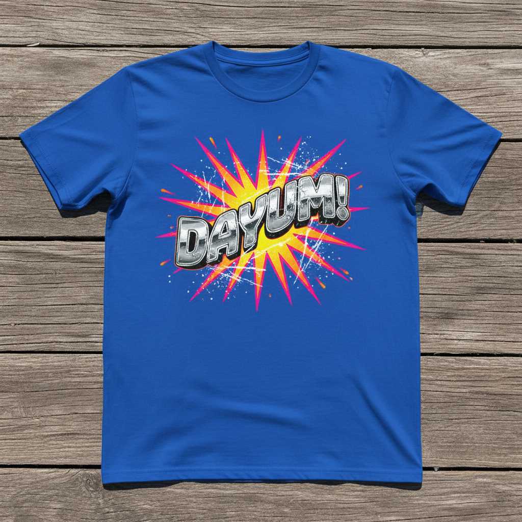 Dayum! Distressed Pop Art Explosion T-Shirt, Funny Graphic Novelty Tee Merch