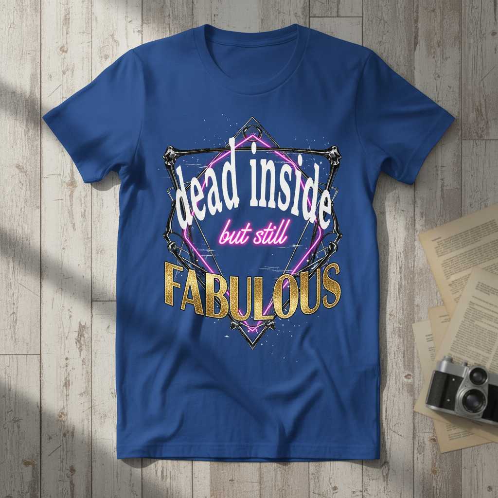 Dead Inside But Still Fabulous Retro Graphic T-Shirt, Funny Novelty Tee Idea