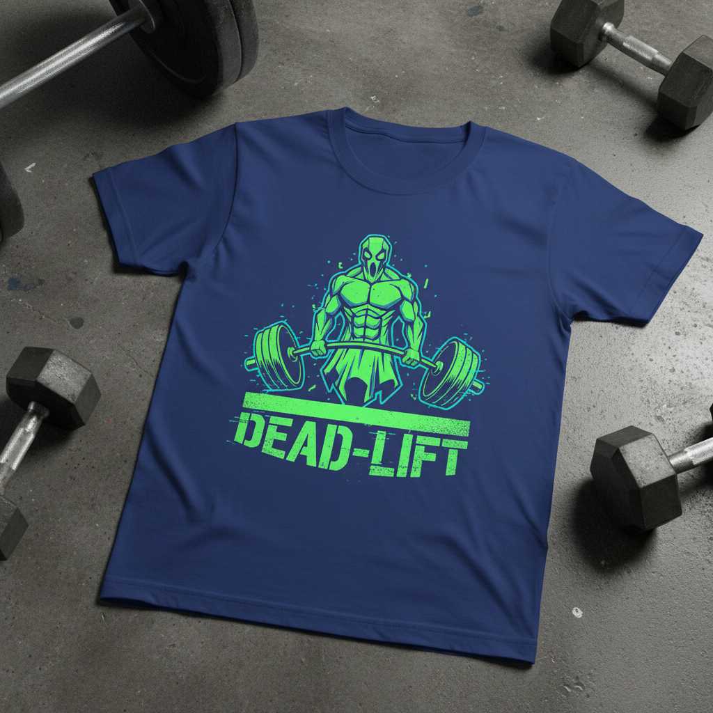 Dead-Lift Distressed Funny Ghost Graphic T-Shirt, Halloween Gym Workout Tee Gear