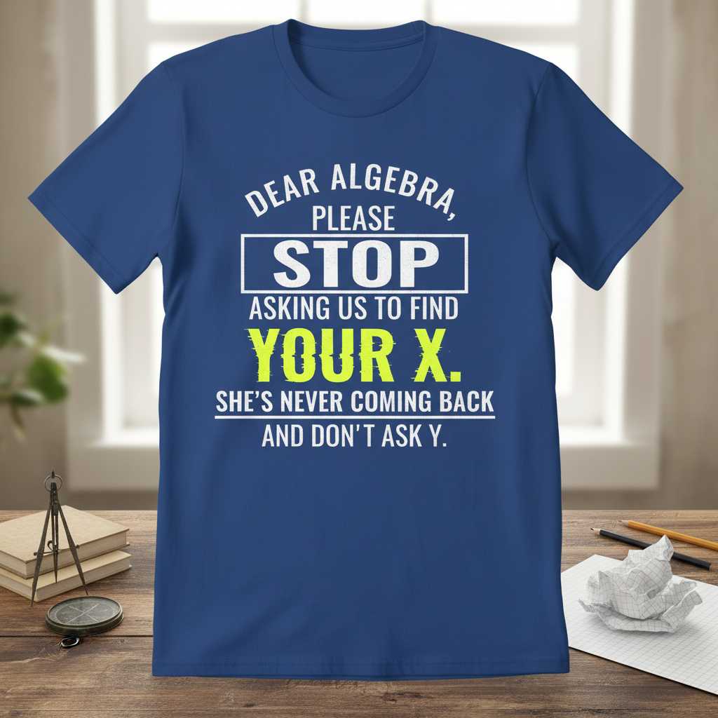 Dear Algebra Please Stop Asking Us To Find Your X Shes Never Coming Back And Dont Ask Y Funny Math T-Shirt Tee