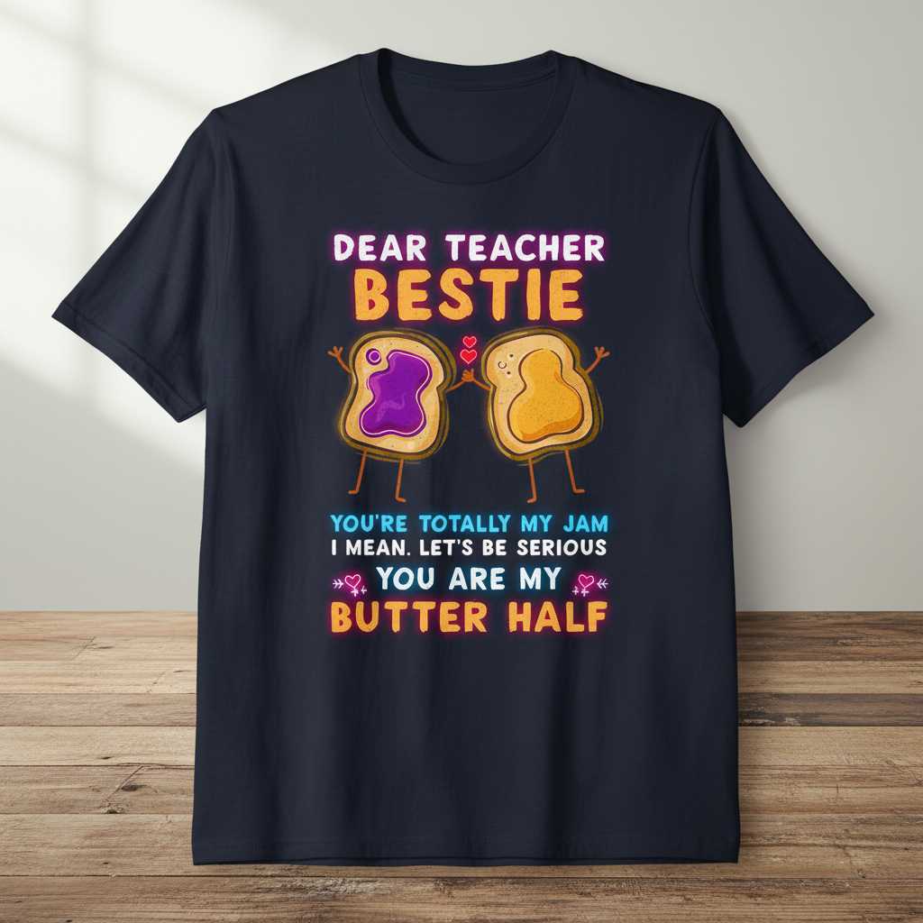 Dear Teacher Bestie Youre Totally My Jam I Mean Lets Be Serious You Are My Butter Half T-Shirt Funny Tee Idea