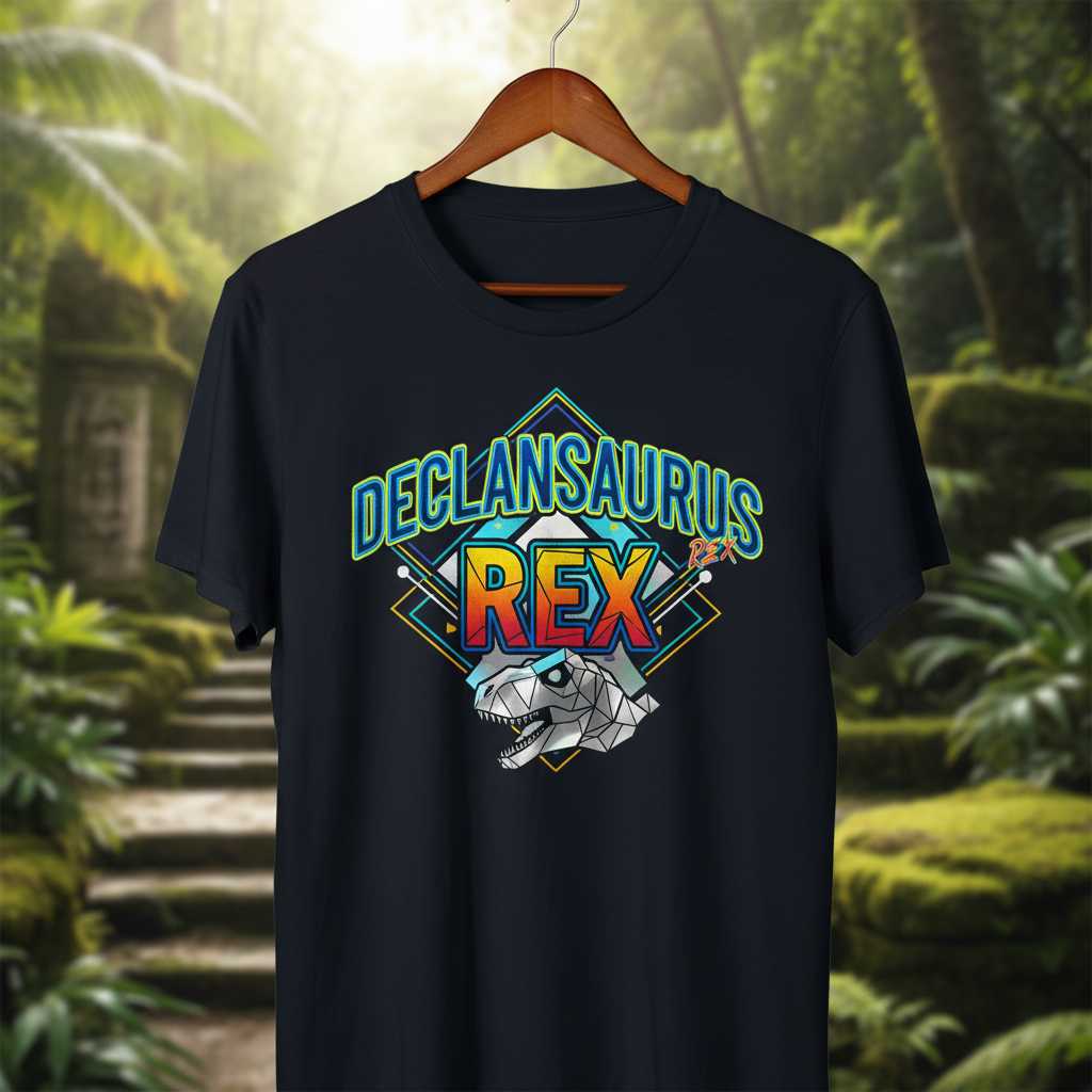 Declansaurus Rex Retro Dinosaur T-Shirt, Funny Novelty Graphic Tee Idea