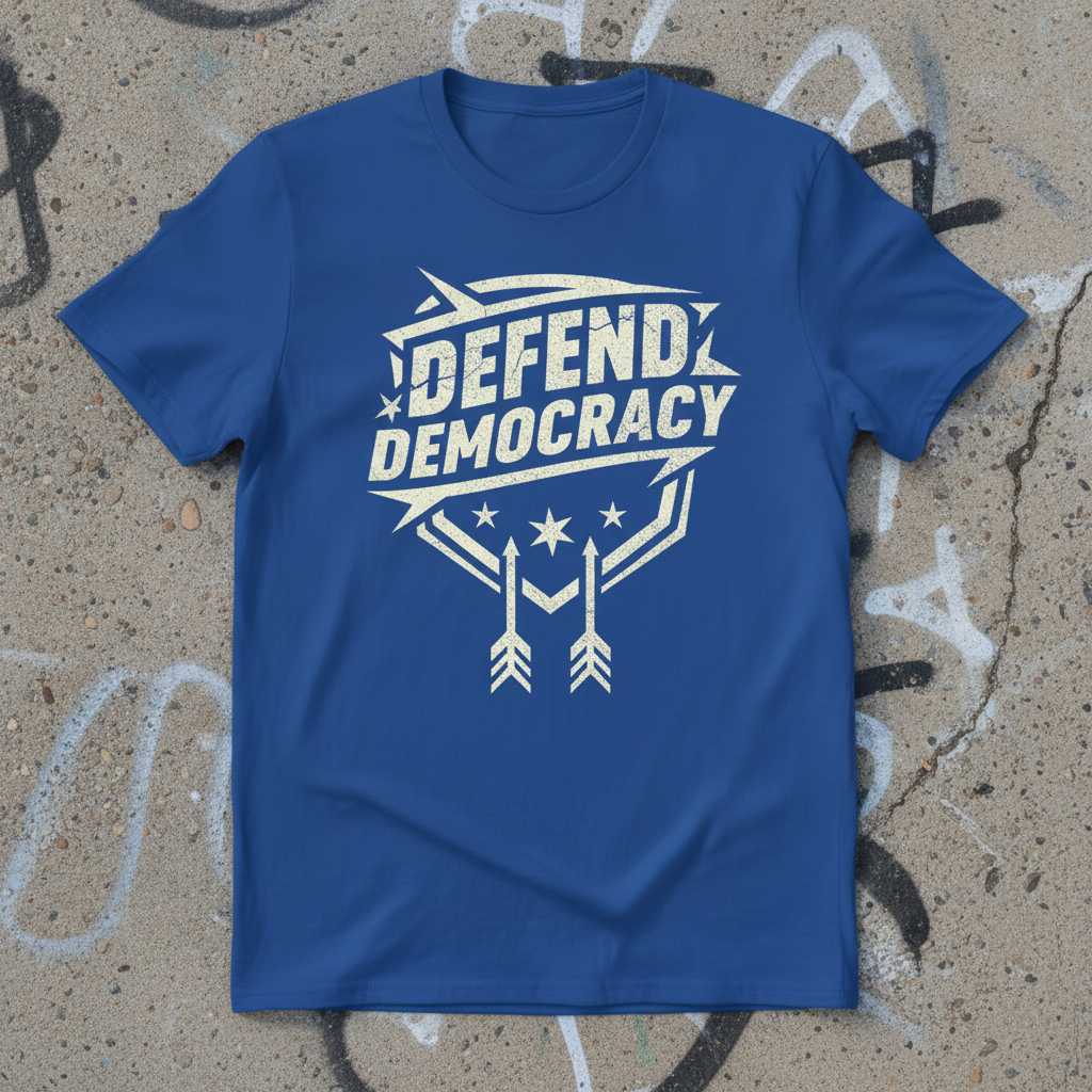 Defend Democracy Distressed Vintage Freedom T-Shirt Graphic Tee Souvenir