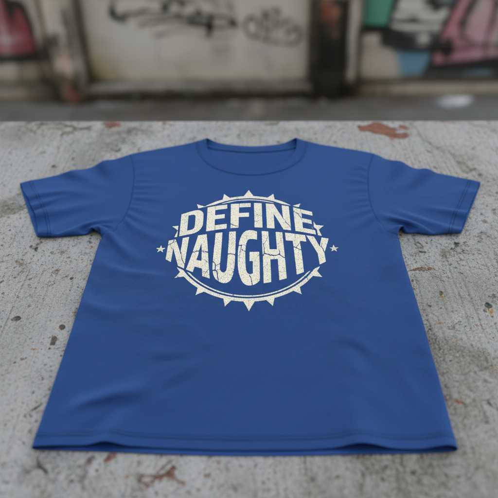 Define Naughty Distressed Graphic T-Shirt, Funny Christmas Tee Present