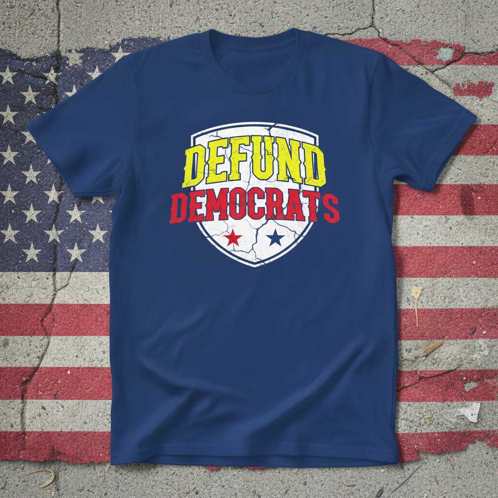 Defund Democrats Distressed Vintage T-Shirt, Conservative Republican Tee Merch