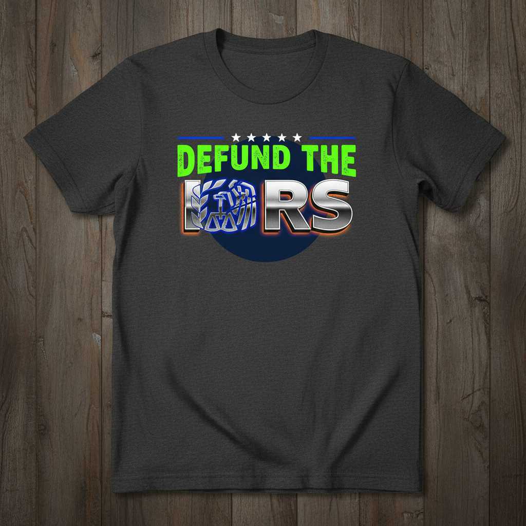 Defund The IRS Graphic T-Shirt, Funny Political Humor Novelty Tee Merch