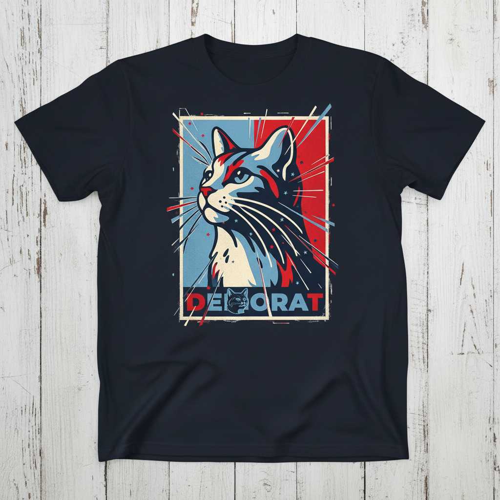 Democat Retro Political T-Shirt, Democrat Cat Dad Mom Tee Novelty Wear