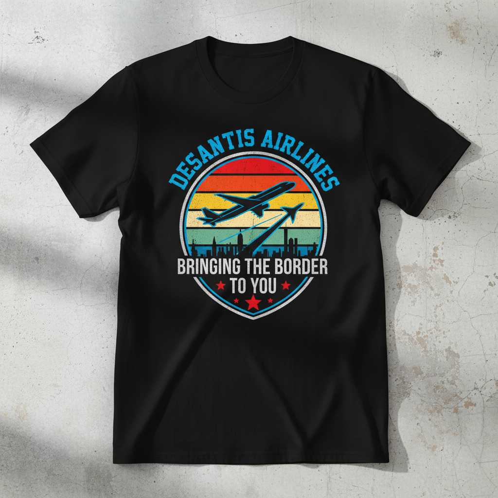 Desantis Airlines Bringing The Border To You Retro Vintage T-Shirt Novelty Tee