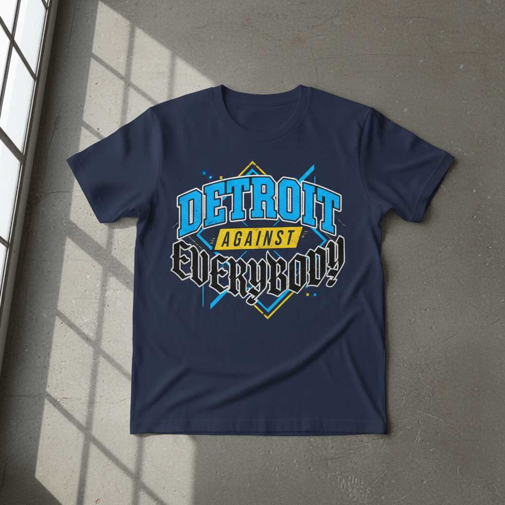 Detroit Against Everybody Retro Graphic T-Shirt, Novelty Unisex Tee Gear