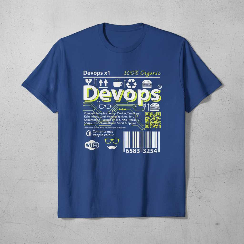 Devops x1 100% Organic Graphic T-Shirt, Funny Software Developer Tee Gear