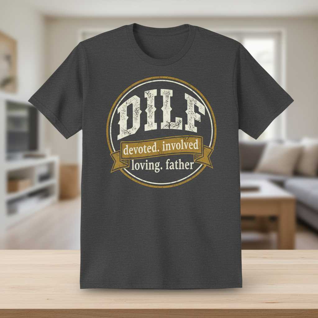 Dilf Devoted Involved Loving Father Vintage Distressed T-Shirt Funny Tee Idea