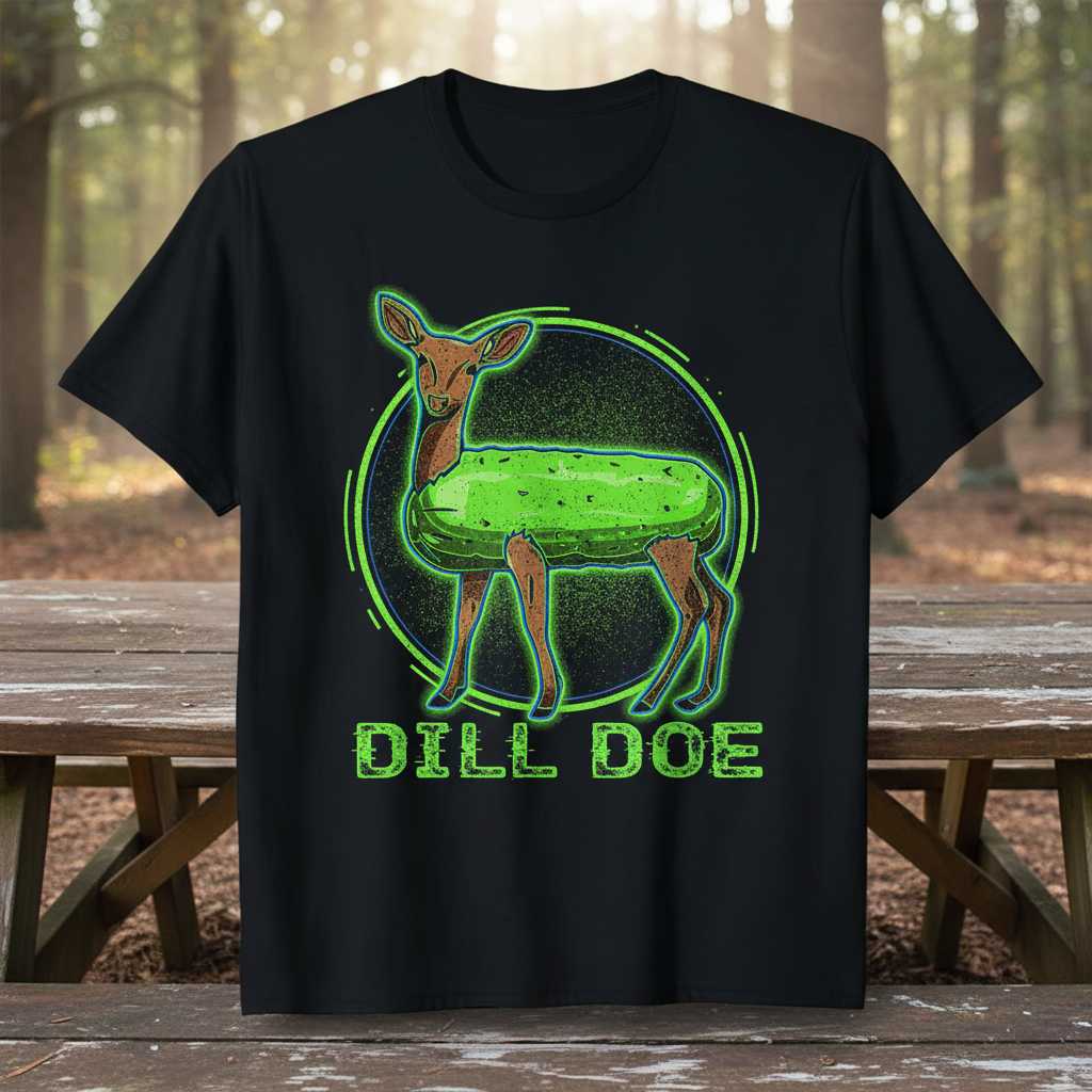 Dill Doe Funny Pickle Deer Pun Retro T-Shirt, Distressed Graphic Tee Idea