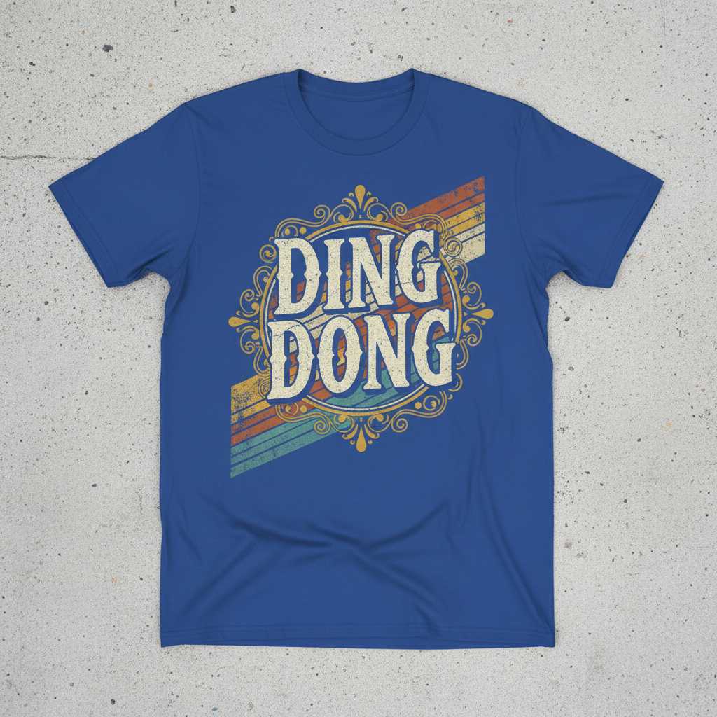 Ding Dong Retro Vintage Distressed T-Shirt, Funny Novelty Graphic Tee Idea