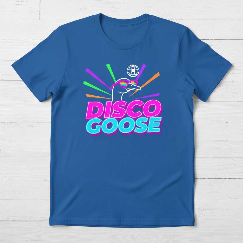 Disco Goose Retro 80s T-Shirt, Funny Graphic Tee Animal Gear Gift Idea
